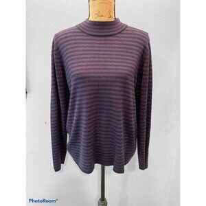 🌸3/$15🌸Purple & Black Striped Large Sag Harbor Sweater